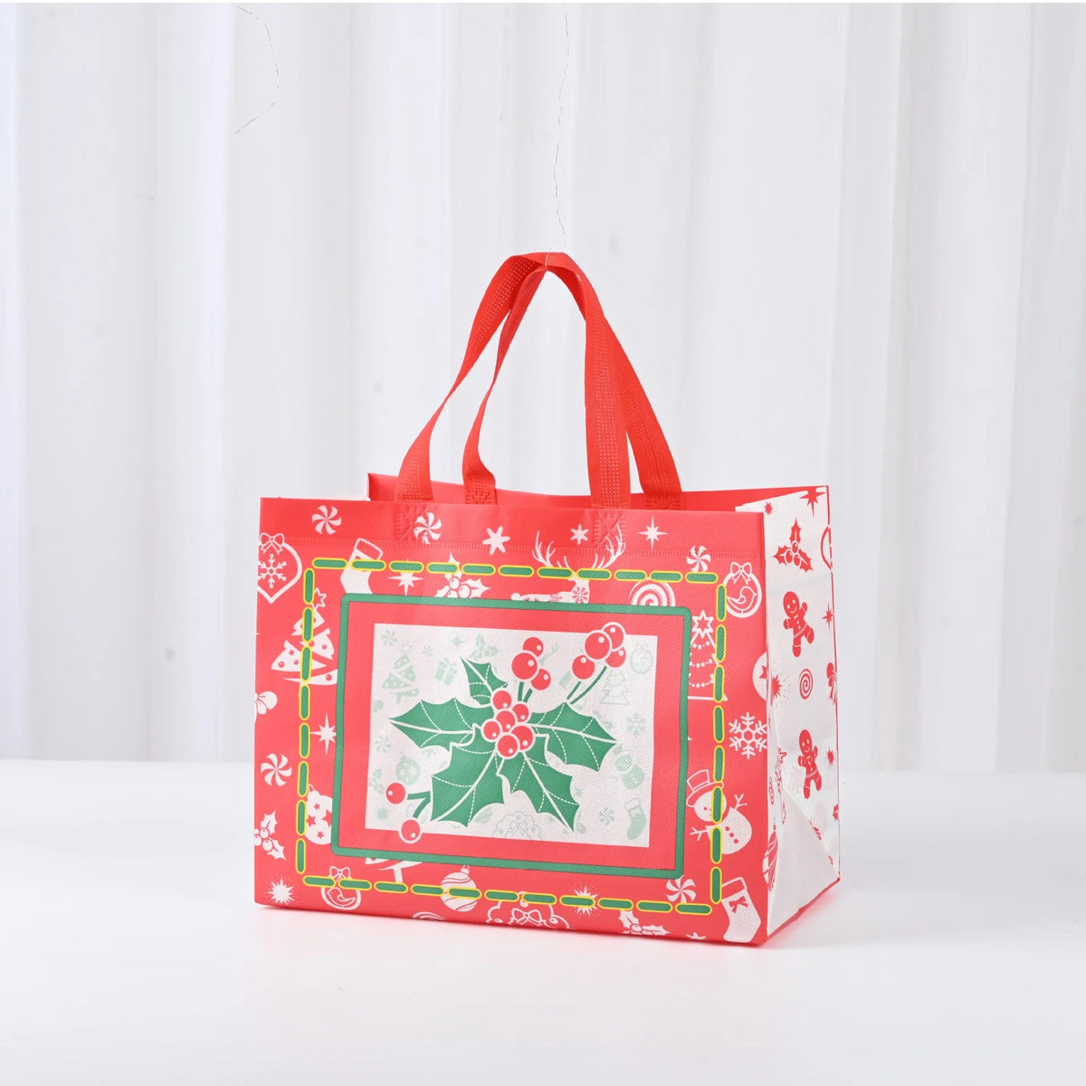 New Year Christmas Non-Woven Fabric Tote Bags Candy Gift Packaging Santa Claus Kid Holiday Happy Year Party Favors Gift Bag 2024