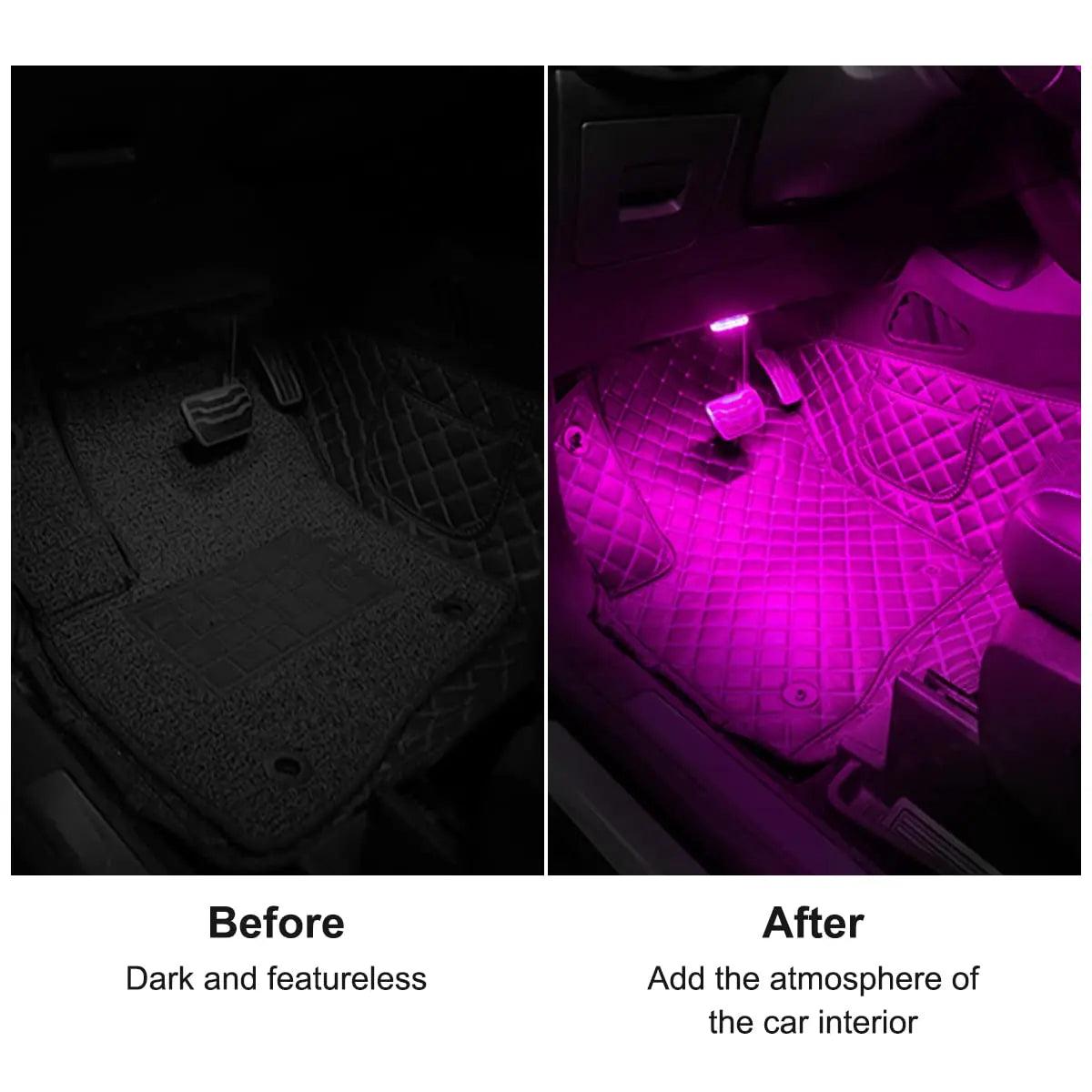 4Pcs Car LED Lights Interior Wireless 7 Colors with 6 LED Beads Portable USB Rechargeable Interior Led Night Light for Car Decor