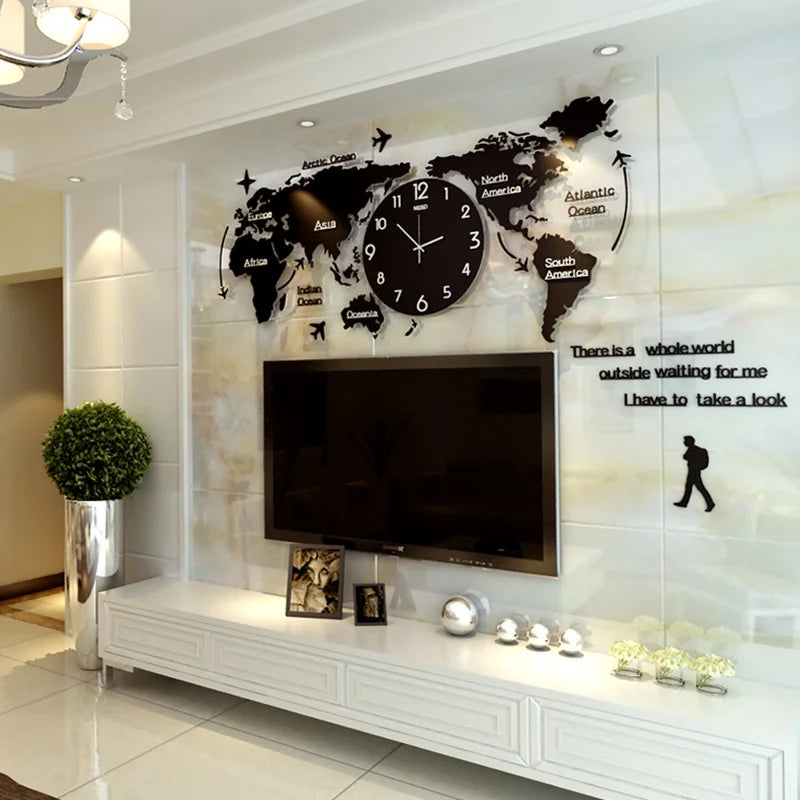 Unique Acrylic Wall Clock 3D DIY Large Wall Hanging Clock with Stickers for Office Home Living Room Wall Art Home Decorations