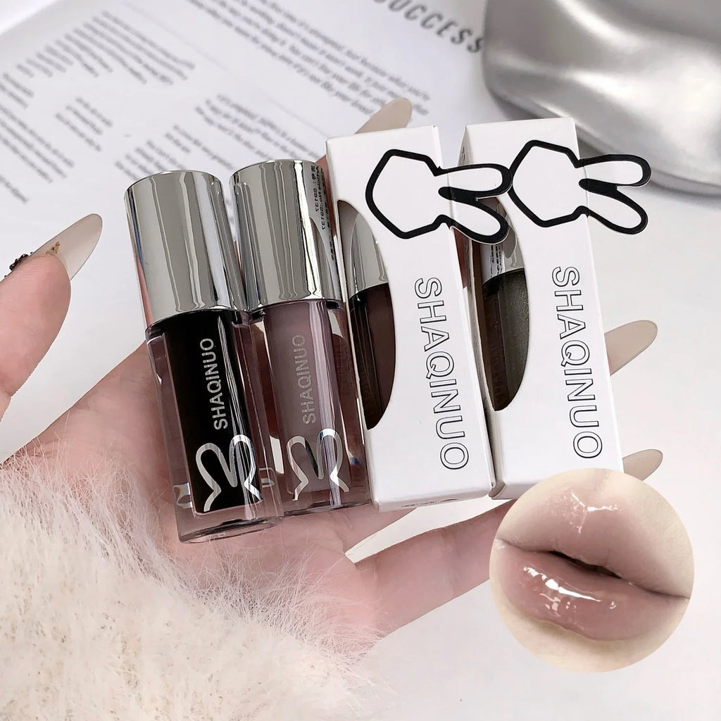 1Pc Lip Gloss Mirror Moisturizing Gothic Pure Black Silver Fine Flash Low Saturation Lip Glazed Lasting Lip Makeup Halloween