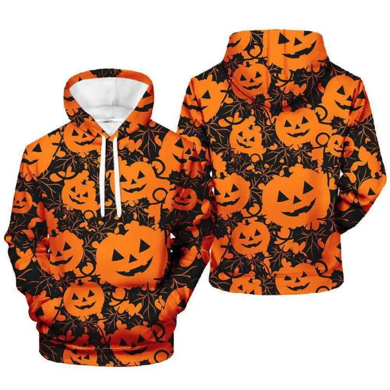 3D Print Halloween Pumpkin Hoodie For Men Spider Ghost Pattern Long Sleeve Top Casual Sweatshirt Harajuku Pullover Loose Hoodies