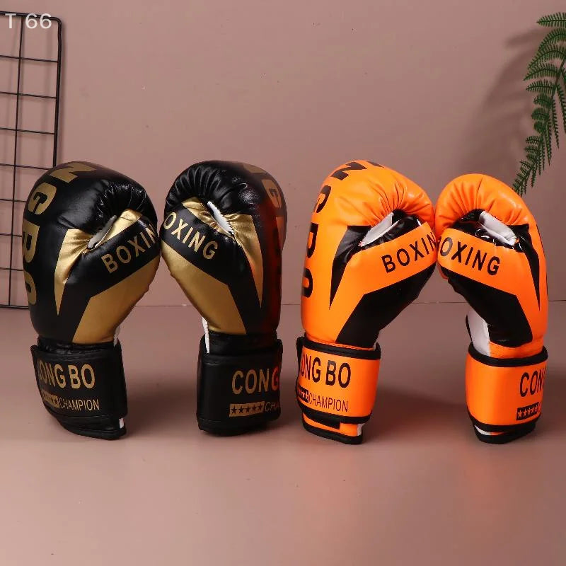 1Pair 6oz Boxing Gloves PU Muay Thai MMA Profession Kickboxing Kids Adults Sandbag Training Gloves Equipment