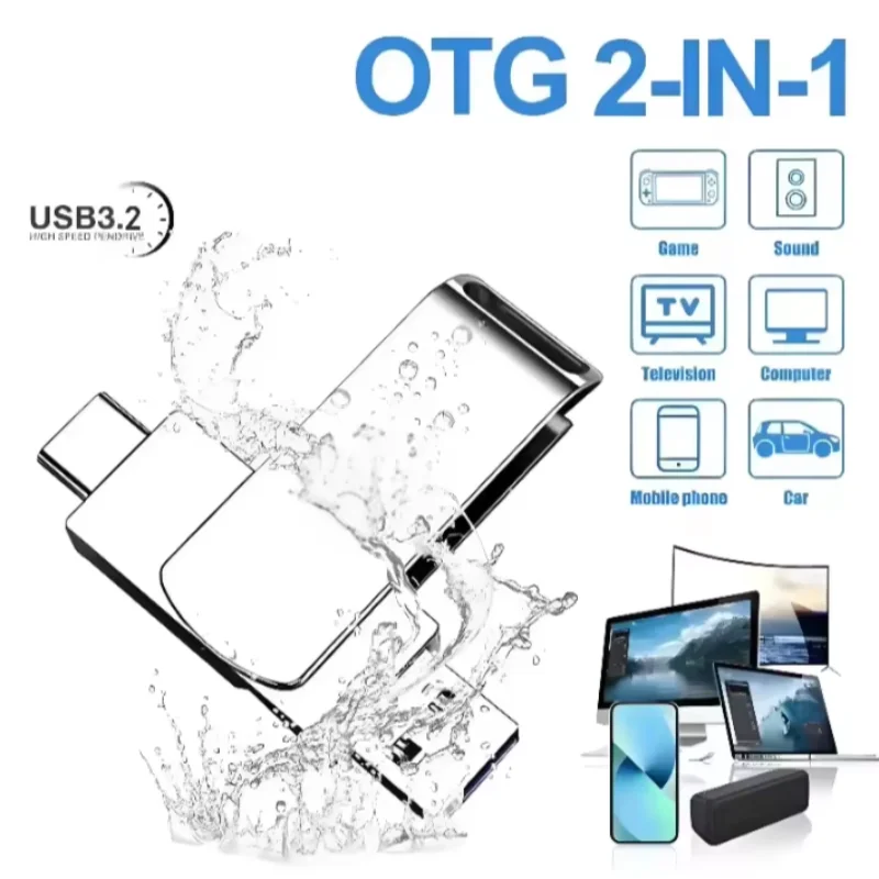 64TB USB 3.2 Flash Drives U Disk 2TB High Speed Metal Pendrive WaterProof Type-C Memoria USB Stick USB Drives 8TB 2TB 1TB 2026