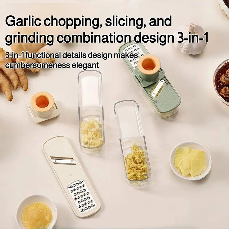 3-in-1 Multifunctional Ginger and Garlic Grinder Home Kitchen Slicer All Grinder
