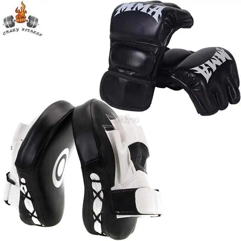 2 in 1 Curved Boxing Mitts Focus Punching Bag Gloves Set Leatherette Boxing Training Hand Pads MMA Karate Training Equipment