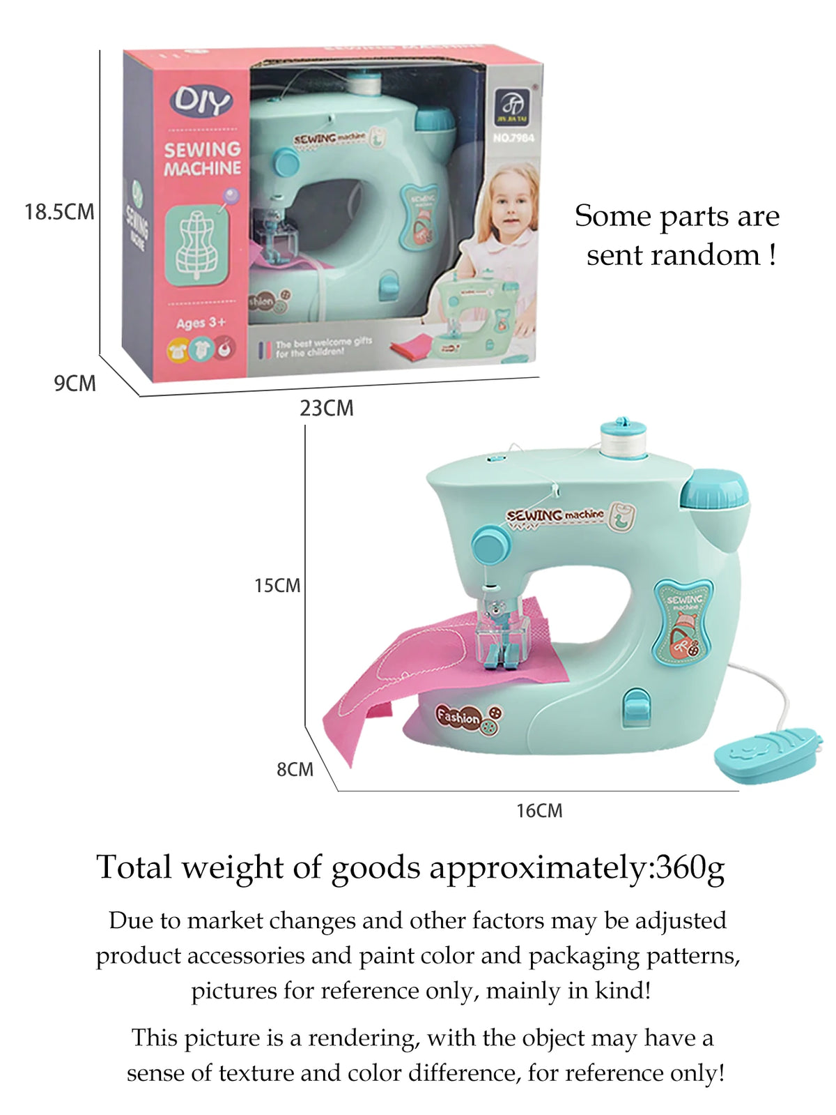 Electric Sewing Machine Toy, Mini Diy Simulation Sewing for Girls Kids 3+ Easy Beginners Toys Play Home Parenting