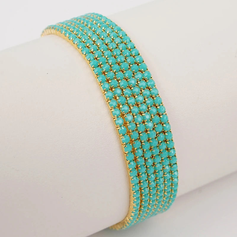 6pcs/set Fashion Acrylic Beads Elastic Bracelet For Women Stretch Stackable Gold Color Bracelets Wristband Daily Female Jewelry