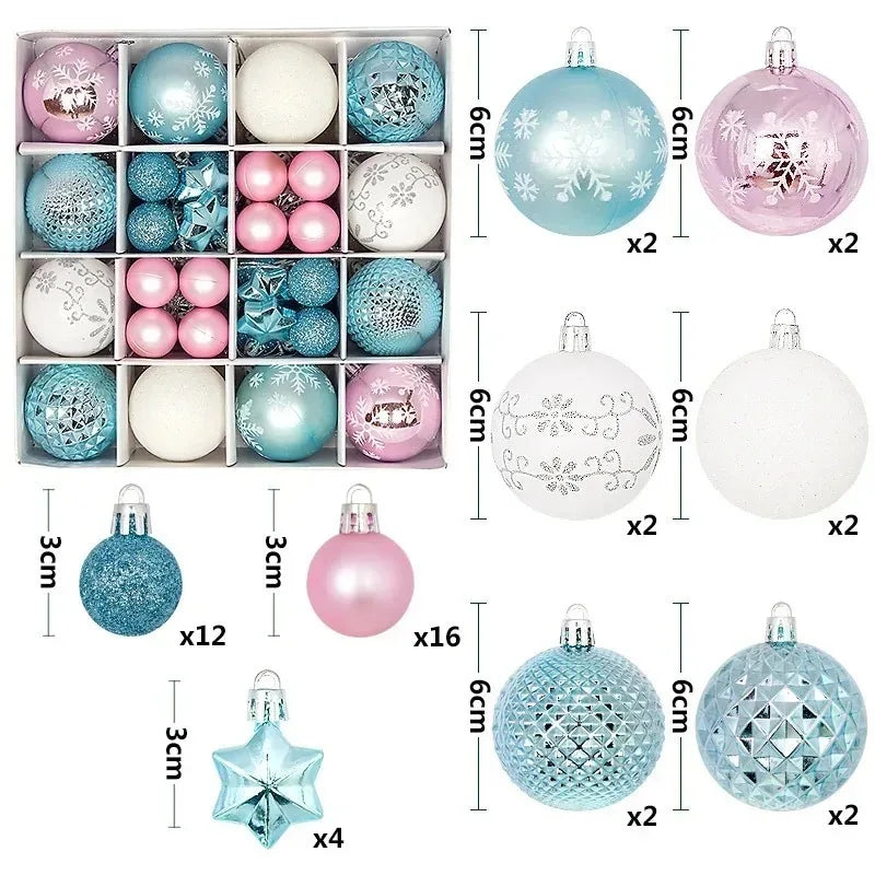 44Pcs 3/6CM Christmas Merry Balls Decoration Xmas Tree Hanging Ornament Party Home Room Decor Holiday Navidad New Year 2026 Gift
