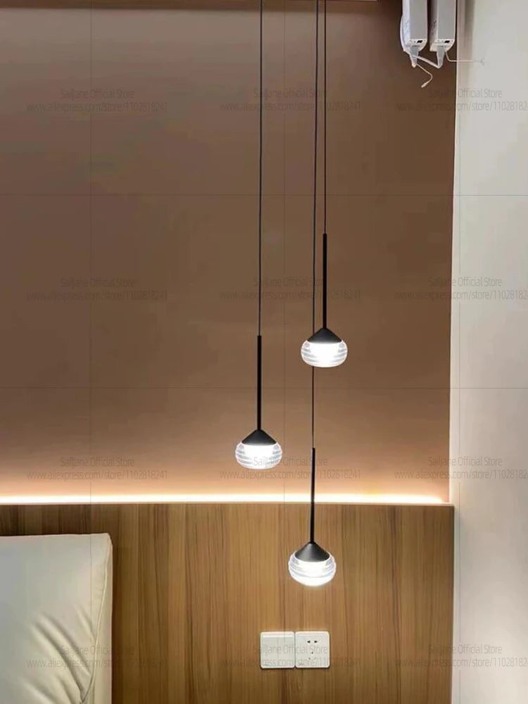 LED Droplet Shaped Pendent Lamp Bedside Lamp Villa Pendant Modern Staircase Lighting Fixture Bedroom Isolated Ceiling Chandelier