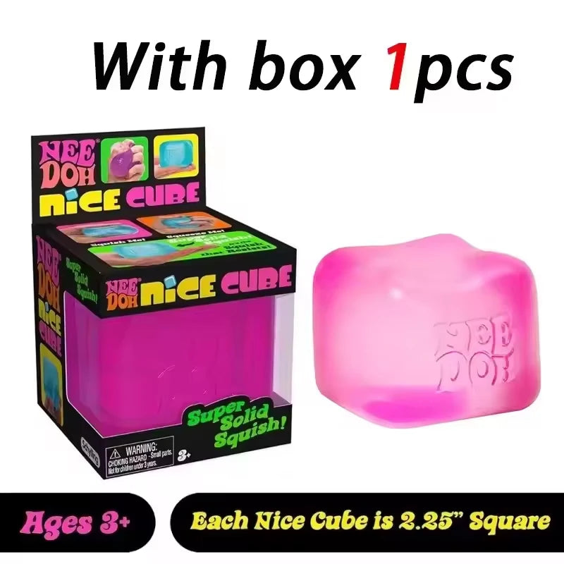 Needoh Teenie Nice Ice Cube Fidget Toys Mini4 Pack Set Slow Rebound Squishy Toys Stress Reliever Fidget for Party Favors Gifts
