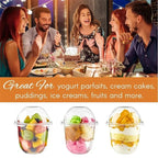 50pcs Pudding Cups Wiht Lids Plastic Boxes Ice-Cream Mousse Dessert Picnic Party Packing Dessert Cups with Lid