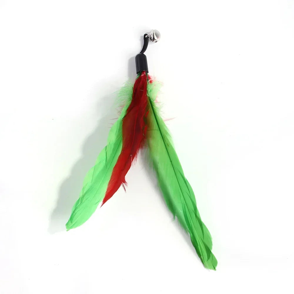 Cat Feather Toy Accessories False Birds Worm Toy with Bell Kitten Cat Toys Interactive Replacement Refill Foam Ball Training