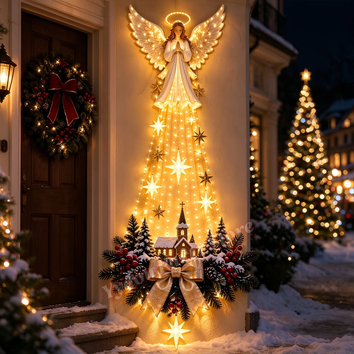 Christmas Lighted Nativity Wall Ornament LED Glowing Hanging Decoration Xmas Birth Scene Star Faith Decor Holiday Party Supplies