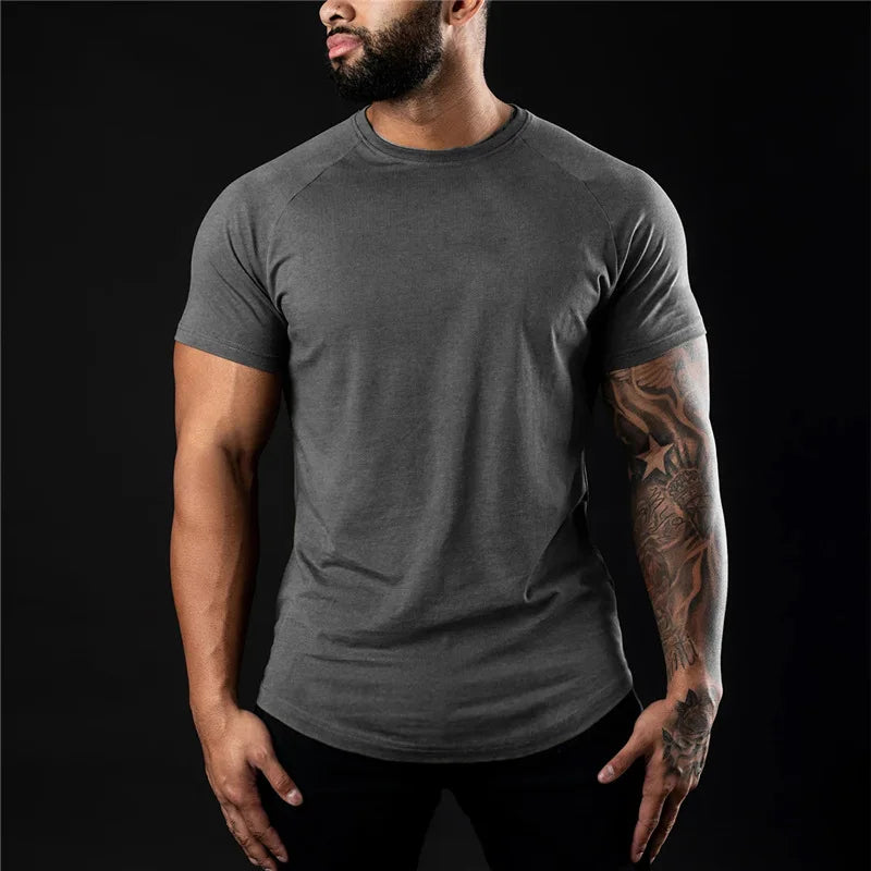Men's Cotton Short Sleeve Quick Dry T-Shirt for Home Fitness Spring Summer Comfortable Casual Base Layer Top in White Black