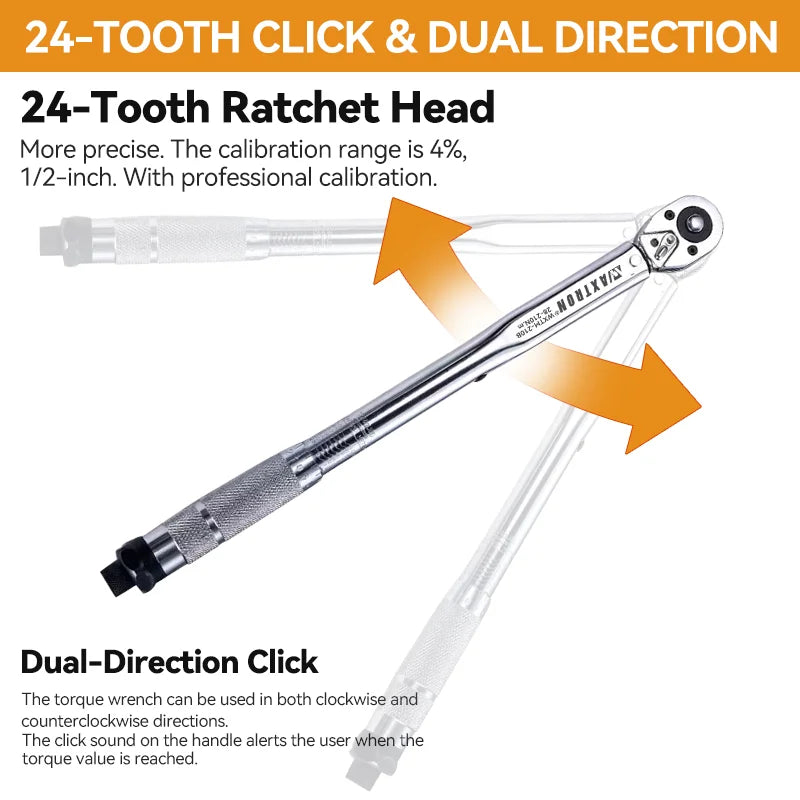 Waxtron Torque Wrench Set 1/2'' 28-210N.m Preset Torque Wrench 6PCS High Precise Hand Tools For Car Motorbike Repair
