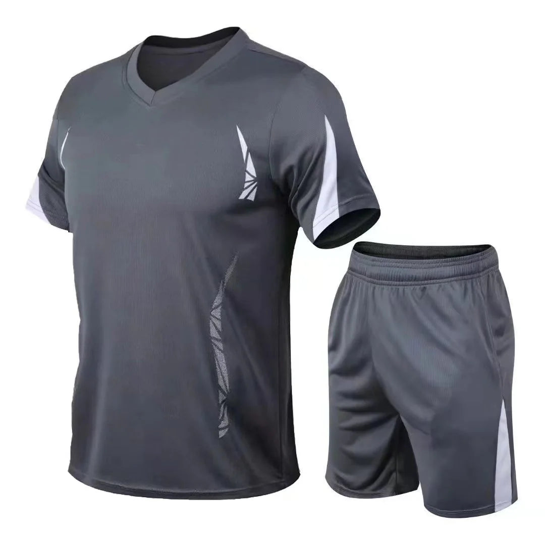 Running Sets Men Sportswear Short sleeve Clothes Fitness Basketball tennis Soccer Plus Size Gym Clothing 2 pieces Sports Suits