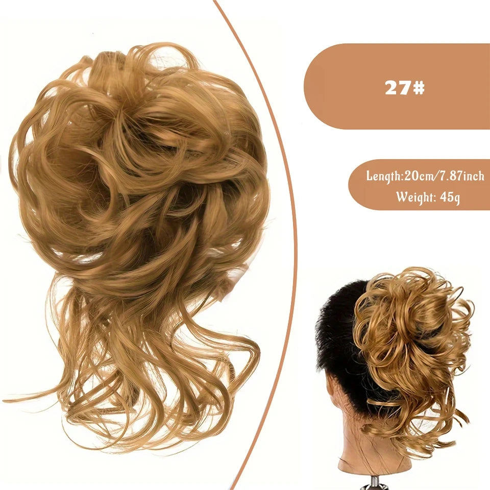 OLACA Synthetic Hair Bun Bands Blonde Black Messy Curly Chignon Donut Updo Scrunchies Fake Hair Pieces For Women Hair Extensions