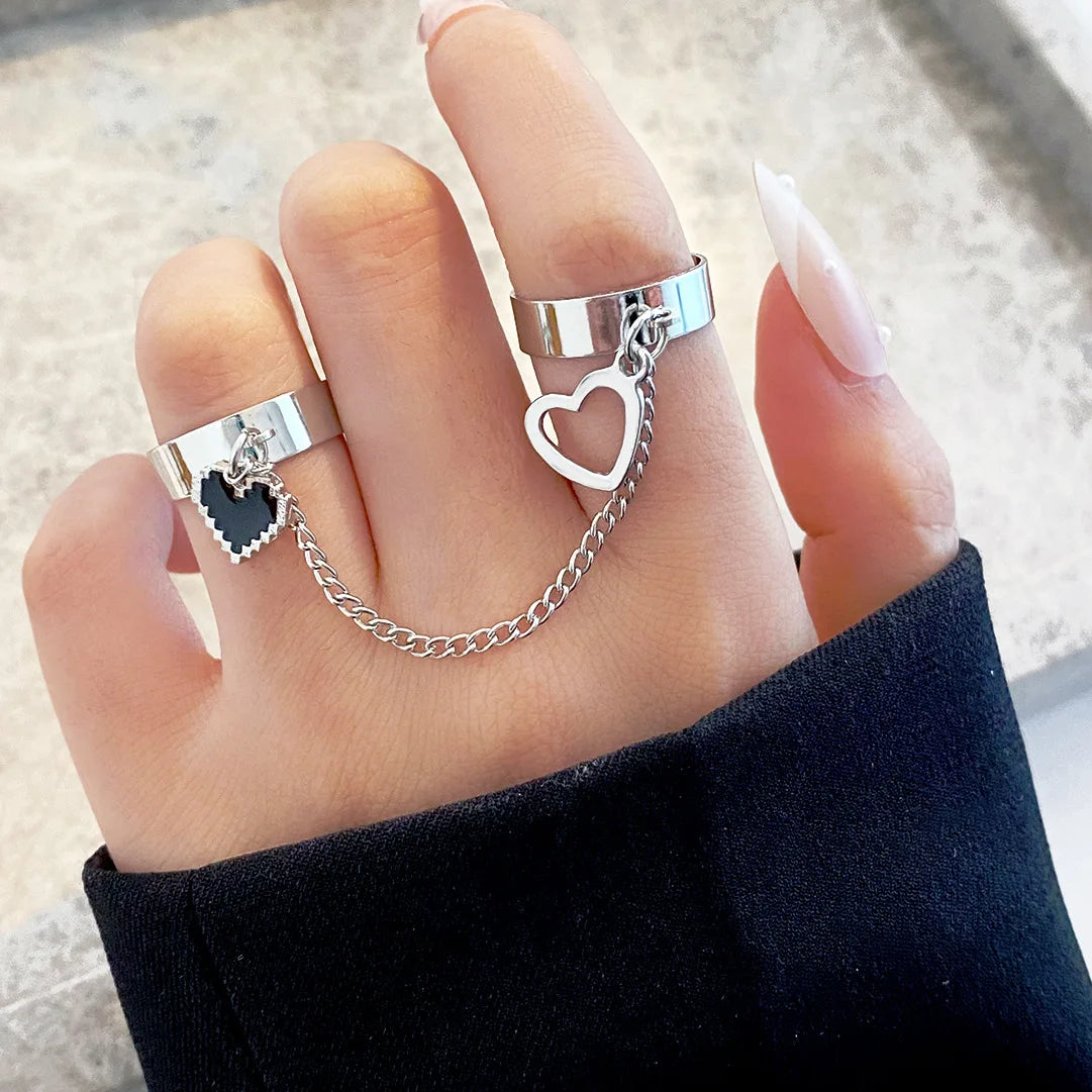 Punk Simple Gold Color Ring Set Women's Geometric Hollw Out Wide 3Pcs/Set Vintage Joint Finger Rings Jewelry Aesthetic 2022Trend