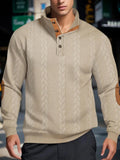 Men’s Knitted Jacquard Sweaters Button Stand-up Collar Warm Pullover Sweaters Outdoor Casual Men's Long-sleeved Sweatshirt