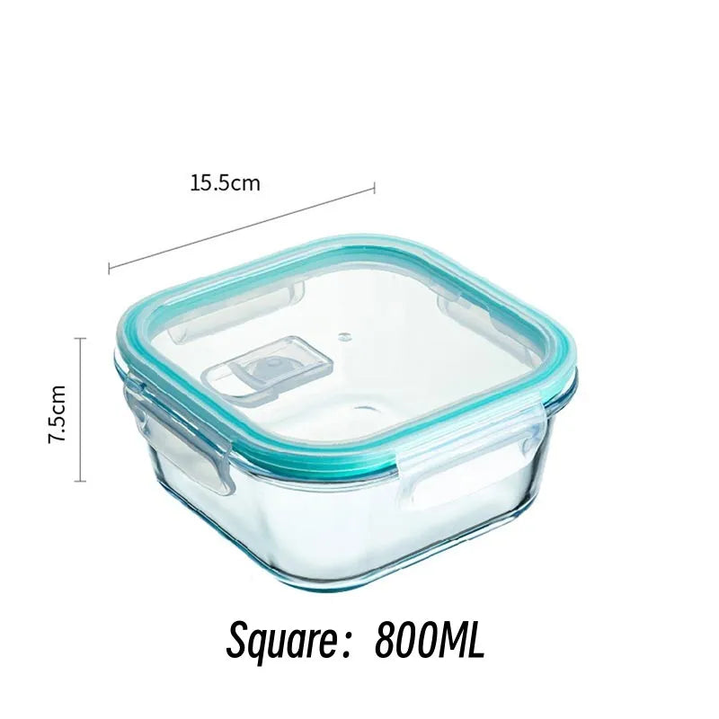 High Borosilicate Glass Lunch Bento Box Microwave Oven Separate Fresh-keeping Bowl Sealed Box Food Storage Containers Crisper