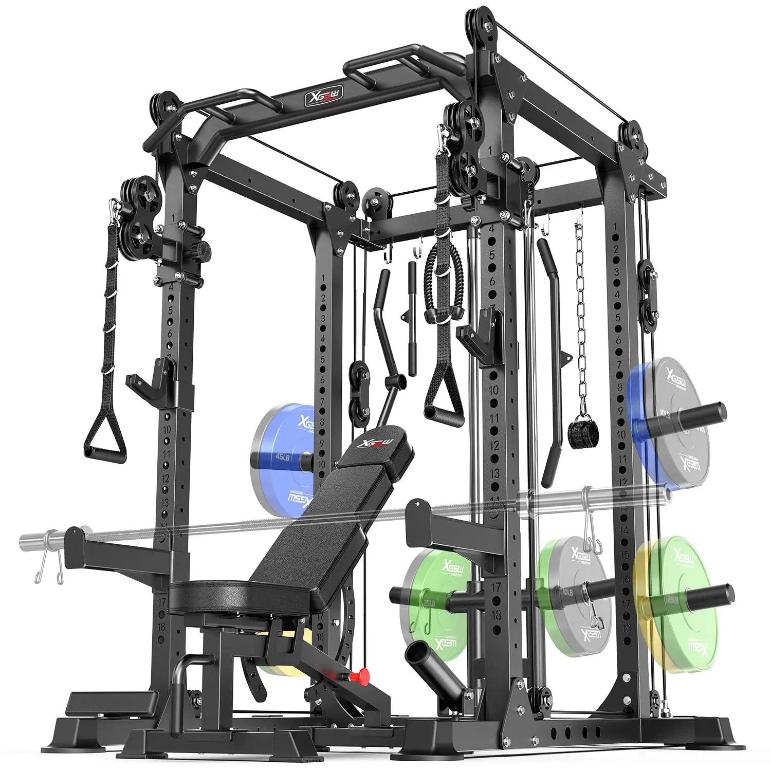 Multi-Function Power Rack Cable Crossover System Squat Home Gym, Custom