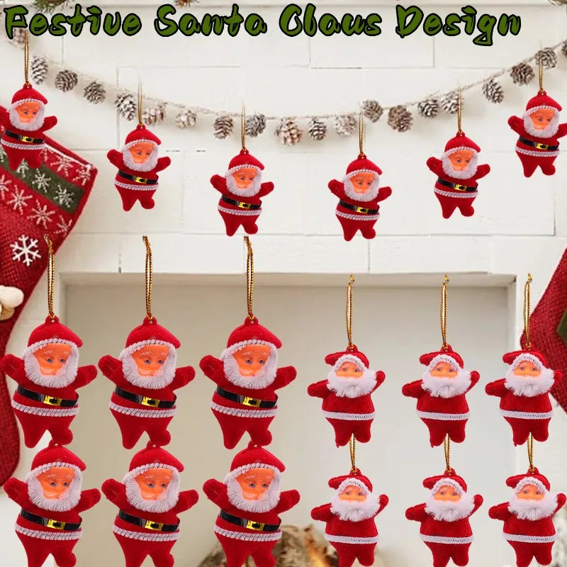 Simulation Santa Pendant Mini Santa Claus DIY Colorful Doll Glittering Hanging Christmas Tree Ornament New Year Home Party Decor