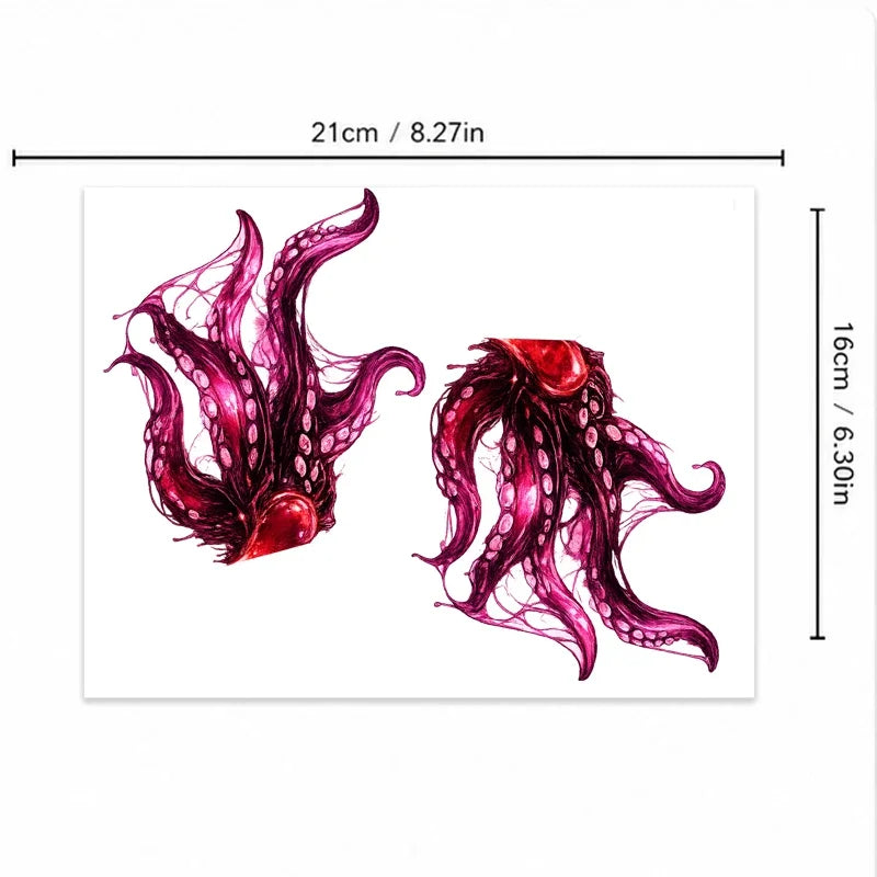 Newest Sexy Octopus Temporary Tattoo Sticker for Women, Purple Tentacle Body Art, Hip Butt Fake Tattoos, Waterproof Easy Apply