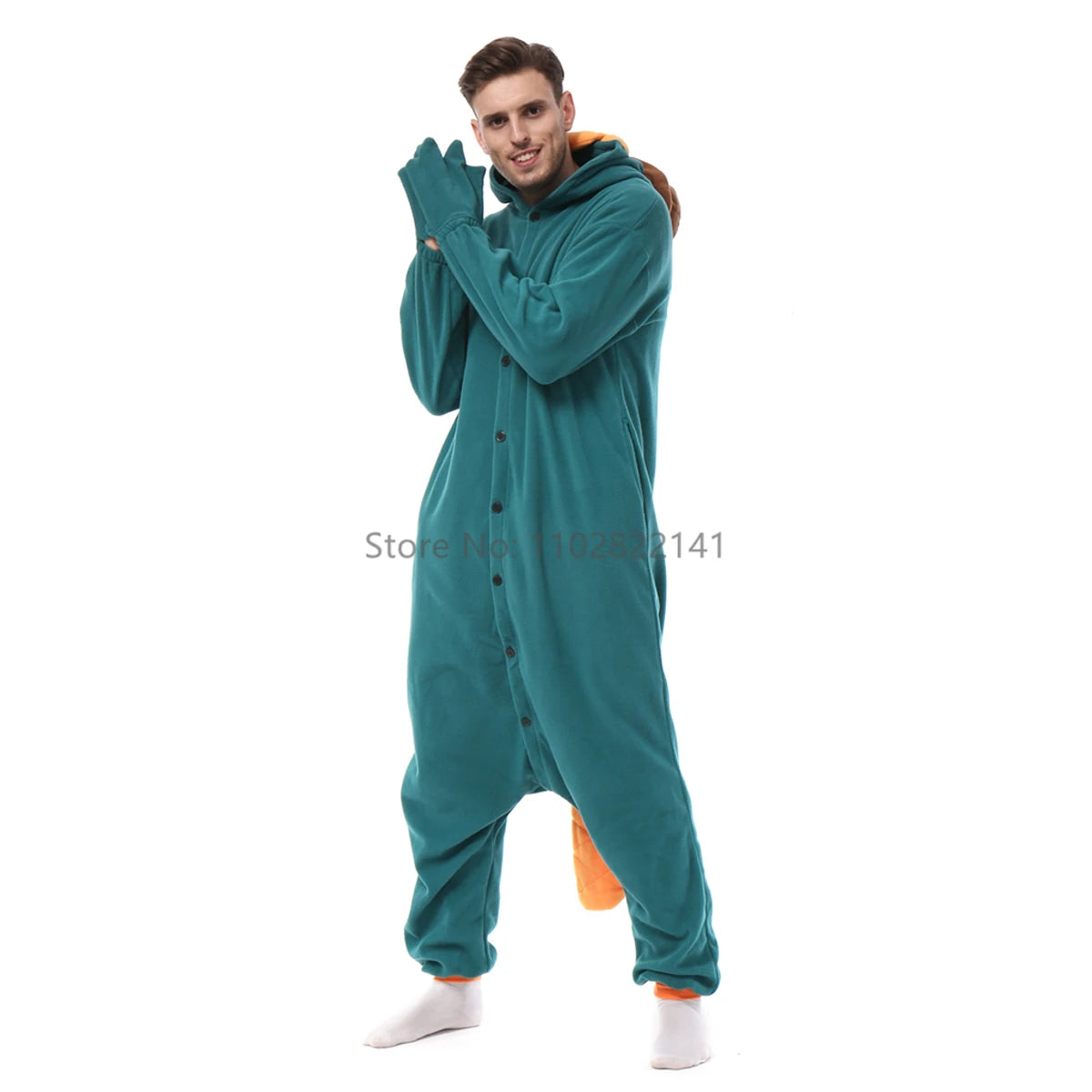 Favofans Adult Halloween Onesie Cartoon  Green Duck Pajamas For Women Men Animal Kigurumi Pyjamas Homewear Cosplay Party Costume