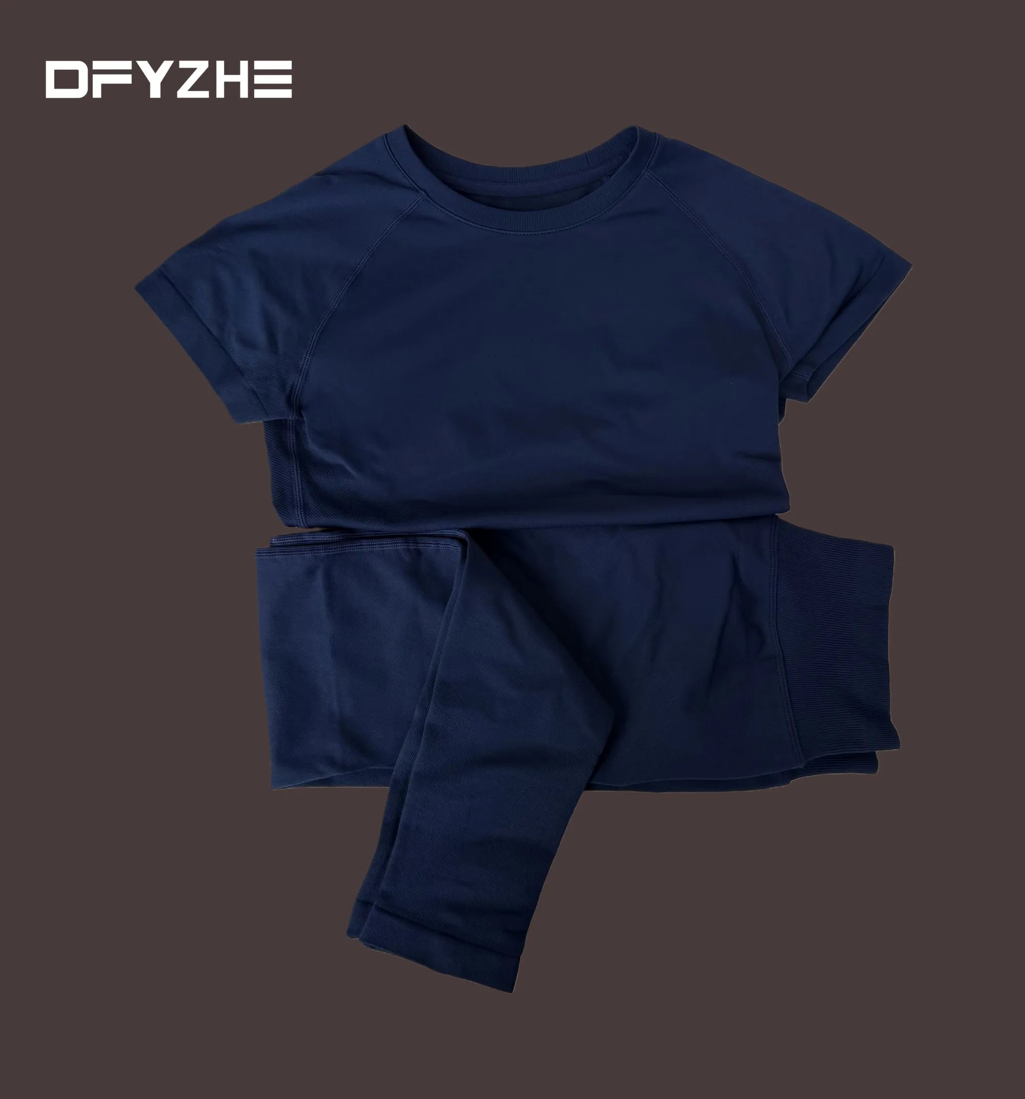 summer new T-shirt long pants two-piece set round neck short sleeved tight pants, yoga fitness tight pants, running sports set
