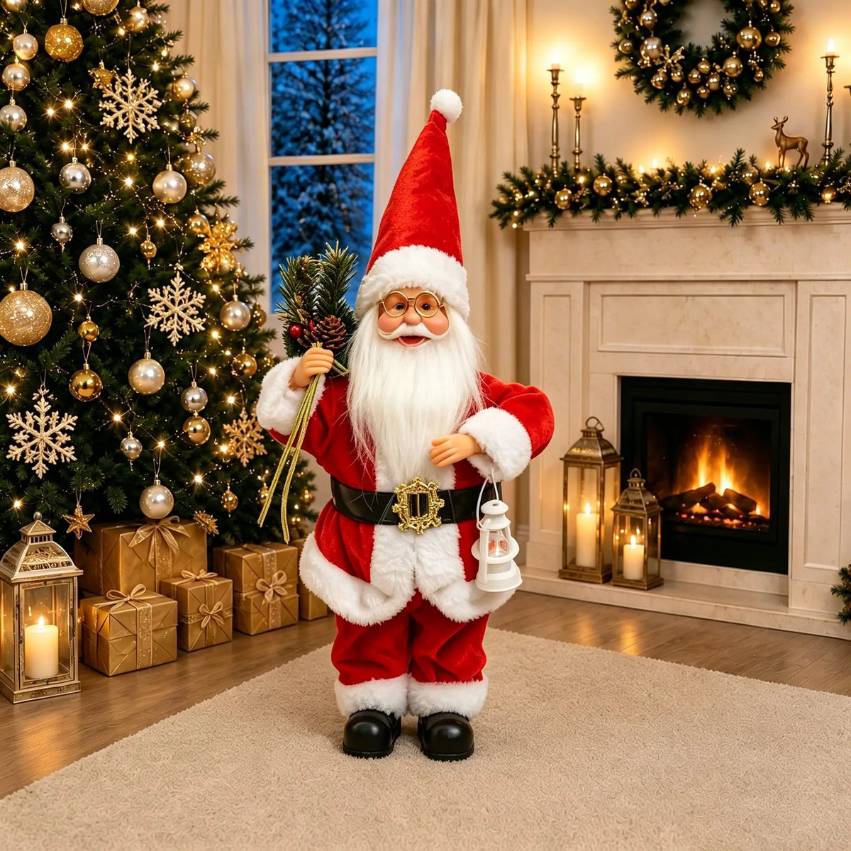 30cm Standing Santa Claus Doll Figurine Christmas Decorations For Home Tabletop Ornaments New Year Navidad Kids Gift Party Decor