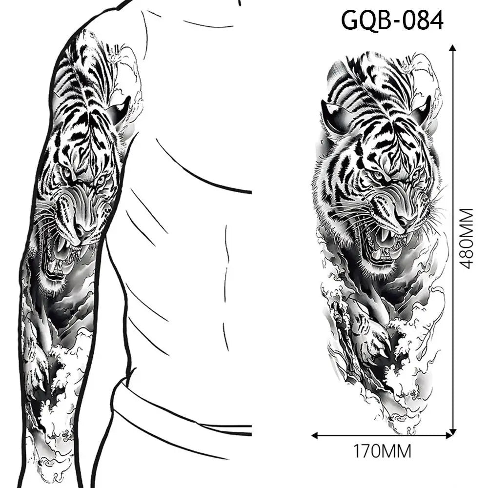 1 PC Temporary Fake Tattoo Colorful Water Transfer Stickers Waterproof Fake Tattoo Lasting Full Leg Arm Decor Body Art Paster