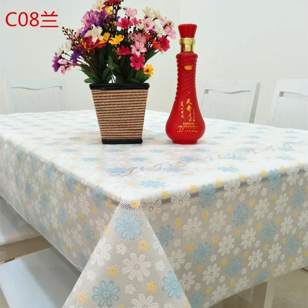 PVC Rectangular Dining-Table Tablecloth Oil Resistant Tabletop Protective Cloth Household Plastic High-end Lace Table Covers Mat