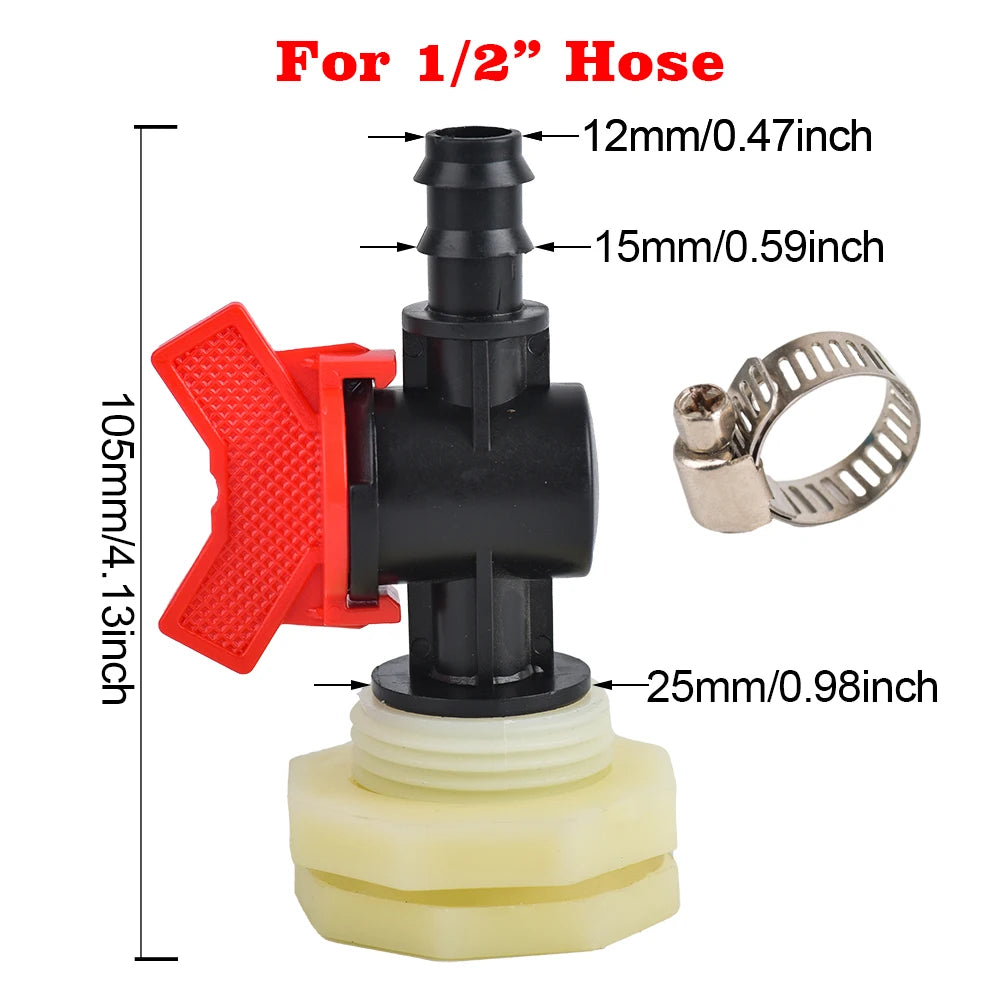 3/4 Inch Rain Barrel Bulkhead Fitting Kit PVC Rain Barrel Valve with Hose AdapterRain Barrel Kit for Aquariums Water Tanks Pools