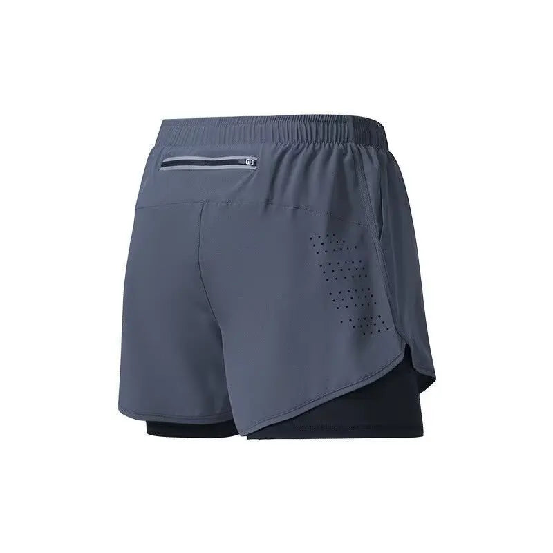 Professional men's running shorts, two-piece set, lightweight, quick-drying, breathable, reflective, sportswear for fitness, tra