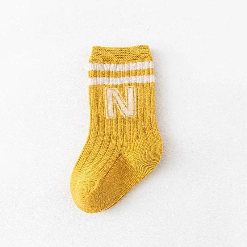 Fashion Stripped Baby Socks Korean Soft Cotton Breathable Elastic Middle Tube Socks Toddler Infant Kids Casual Short Socks