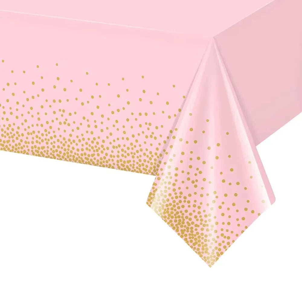 Pink Blue Gold Dot Plastic Tablecloth 54x108inch Rectangle Table Cover Disposable Table Cloth Baby Shower Birthday Party Decor