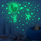 Astronaut Luminous Wall Stickers, Stars and Moon, Luminous Self-adhesive Wallpaper, Suitable for Children's Bedroom Decoration