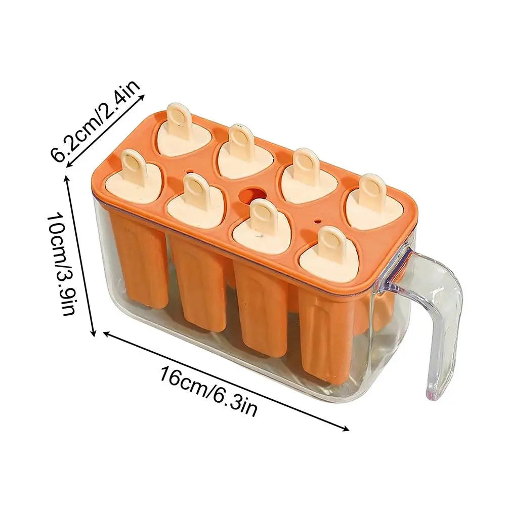 Ice Pop Molds 8 Grid Ice Pop Molds Silicone Ice Cream Mold DIY Homemade Reusable Easy Release Ice Pop Make Ice Lolly Mould