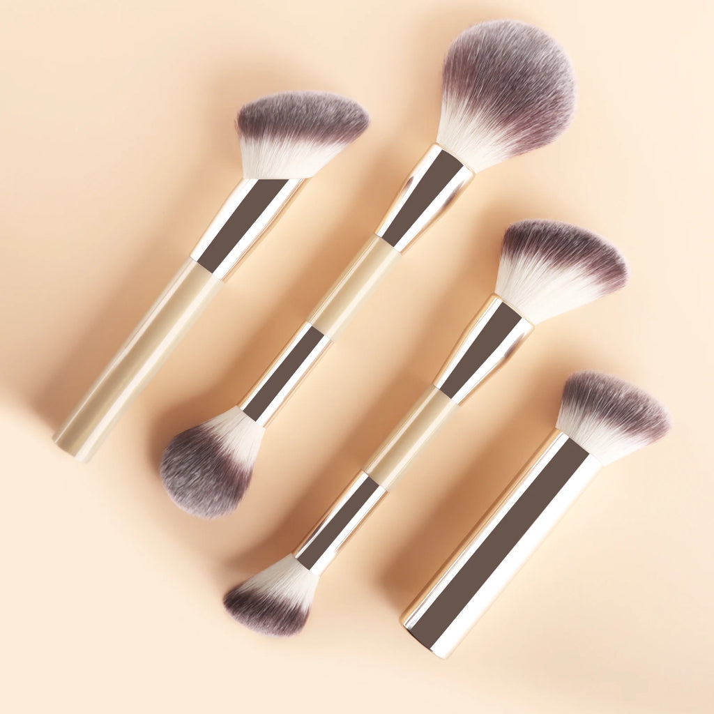 Professional 4Pcs Makeup Brush Set Angled Contour Large round Loose Powder Flame Blush Retractable Mushroom Beauty Tools