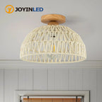 23/30cm Rattan Ceiling Light Fixtures Boho Chandeliers Lights Cream White/Beige/Black semi Flush Mount Ceiling Lamps for hallway