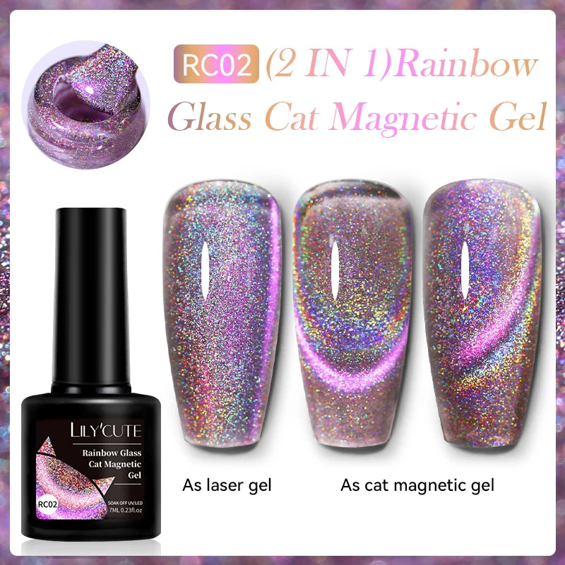 LILYCUTE 7ml Fruit Grape Purple Cat Magnetic Gel Nail Polish Vernis Semi Permanent Soak Off Colorful Gel Polish Nails Supplies