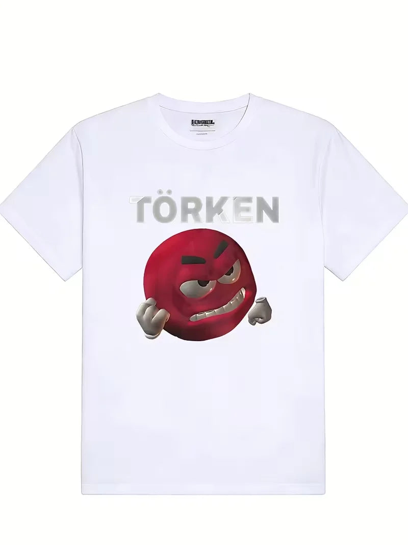Men's & Women's Turkish Meme T-Shirt Bold TORken Font & Red Face Design - Funny Turkish Phrases Casual T-shirt Daily Streetwear