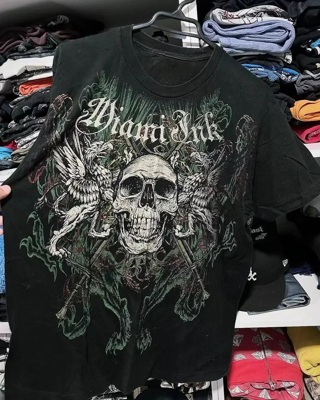 2000s affliction T-shirt Vintage Clothing Punk Hip Hop Graphic Print Oversized T shirt Men Round Neck Cotton Short Sleeve Tops