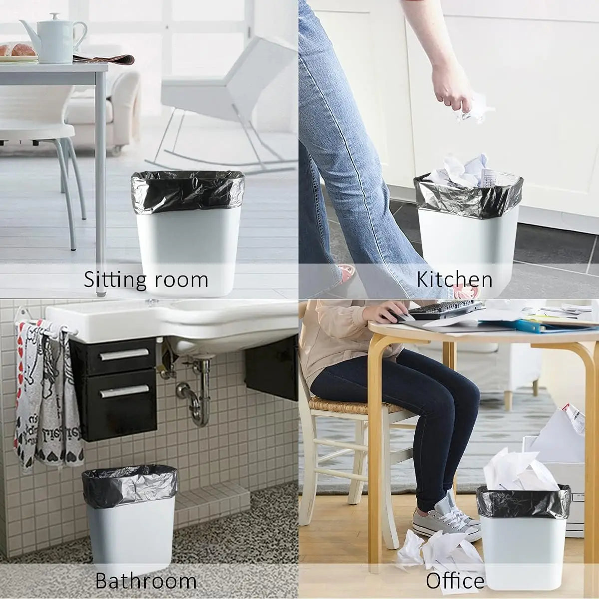 4 Gallon 200 Counts Strong Trash Bags Garbage Bags, Bathroom Trash Can Bin Liners, Small Plastic Bags for Home Office Kitchen Kitchen