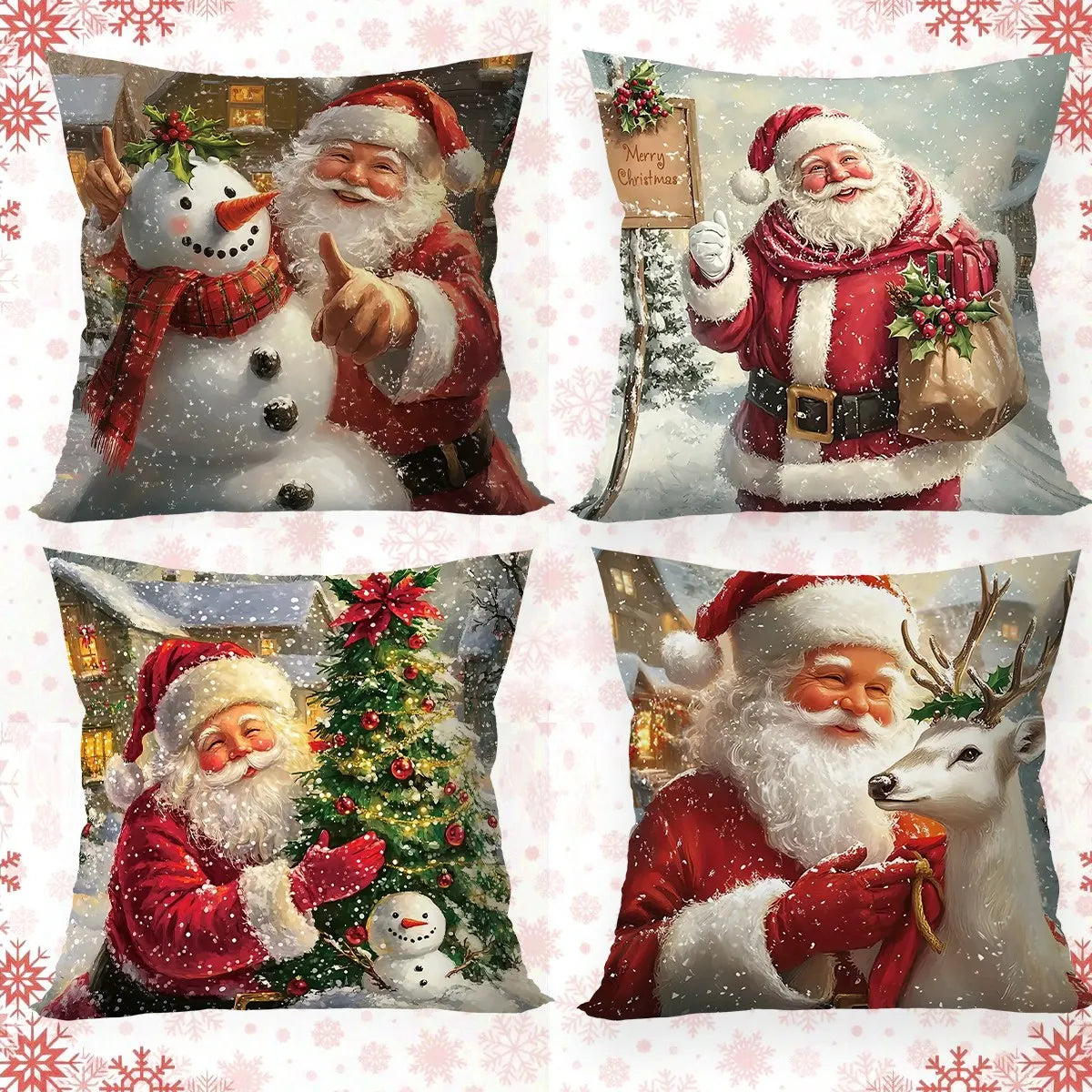 Christmas Throw Pillow Cover Santa Snowman Decorative Pillowcase for Sofa Bed Cushion Case for Christmas Home Decor Navidad 2025