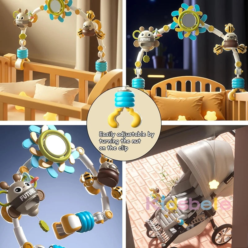 Baby Stroller Arch Toy With Spinning Baby Adjustable Stroller Mobile Toys For Newborns Toddlers Crib Gift Infant Sensory Toys