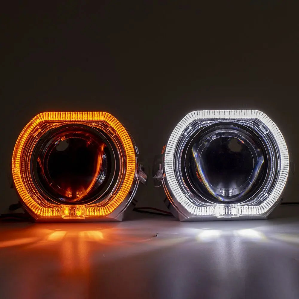 2.5 Inch 8.0 Bi Xenon Projector Lens With DRL LED Angel Eyes Shrouds Car Assembly Kit For Car Headlight H1 H4 H7 Model
