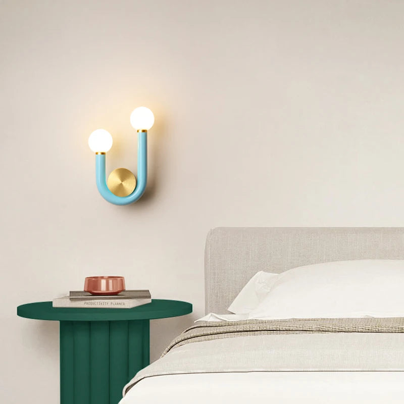 Danish Designer Creative Colorful U-shaped LED Wall Lamp Study Living Room Bedroom Bedside Hallway Staircase Indoor Light Decor