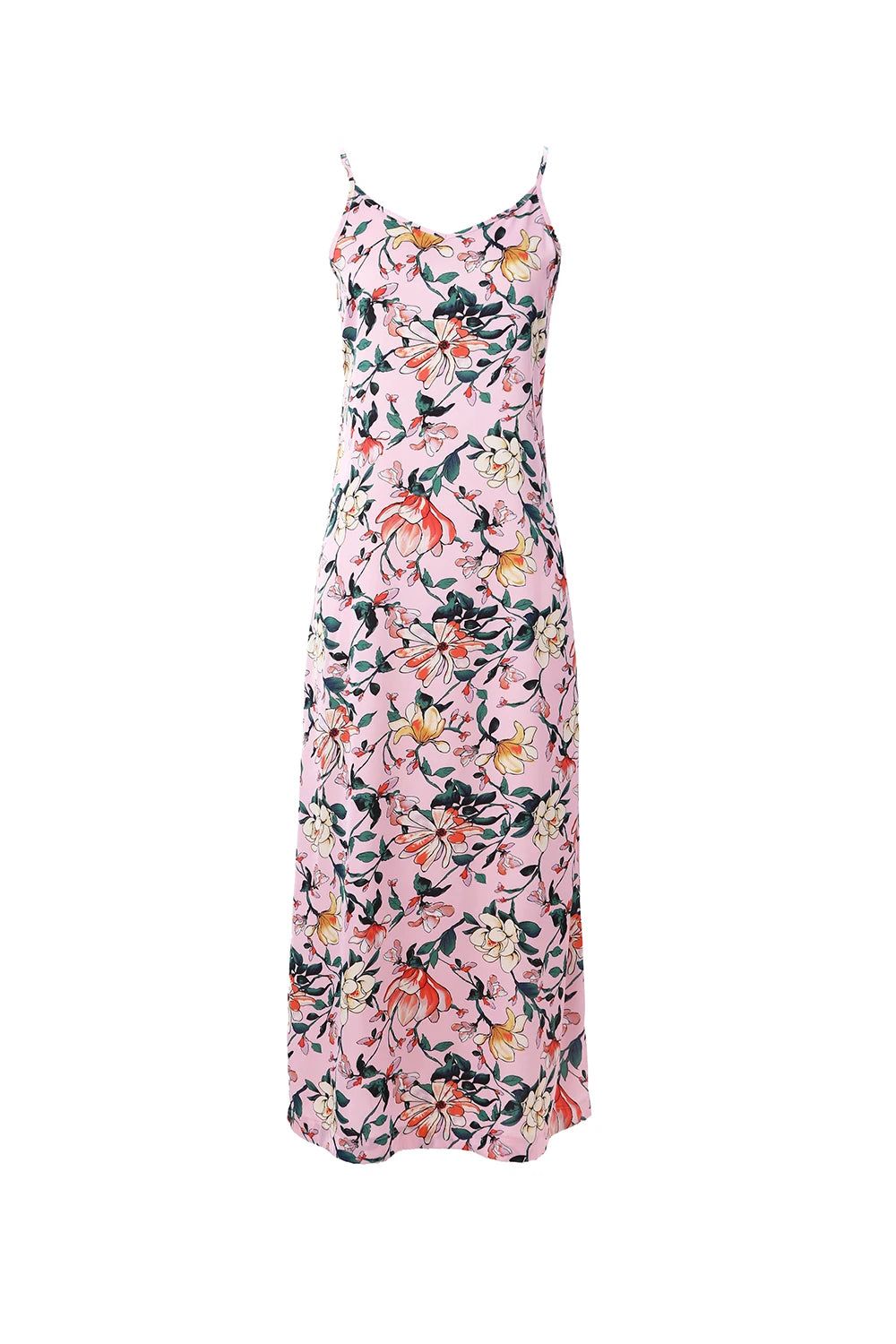 AP 2025SS Women Floral Satin Slip Dress Light Pink Knitting V-neck Sweater Elegant Lady Skirt