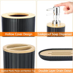 Modern Bathroom Essentials Set/Includes Toothbrush Holder, Waste Bin, Toilet Brush, Cup, Soap Dish and Soap Dispenser